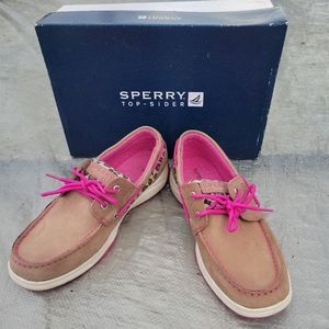 Sperry Top Sider Girl Leopard Pink Shoes Loafers Size 5M